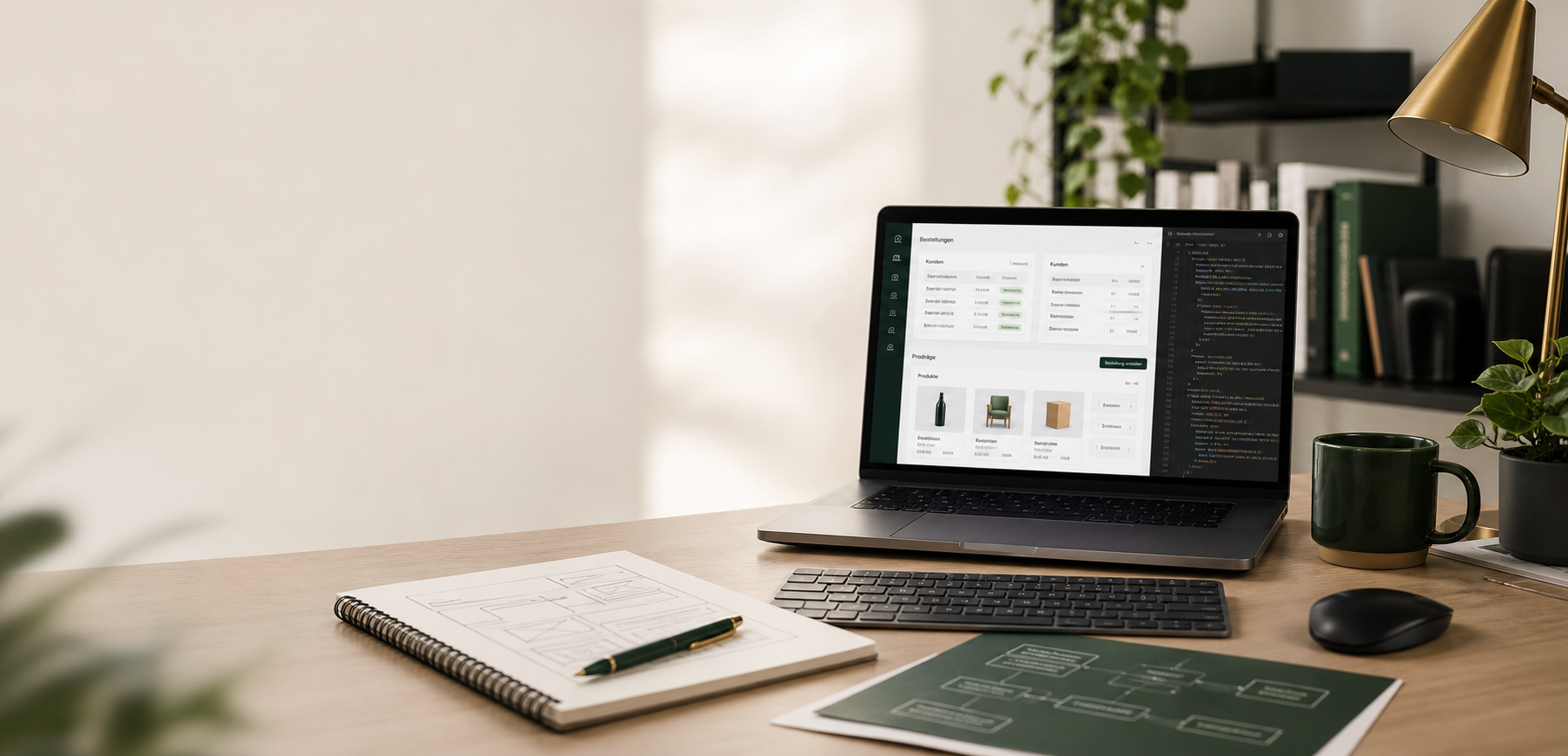 Moderner Arbeitsplatz fuer E-Commerce Entwicklung